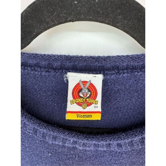 Vintage 90s Warner Bros Women’s Blue Tweety Looney Tunes Oversized Sweater XL - Picture 3 of 11